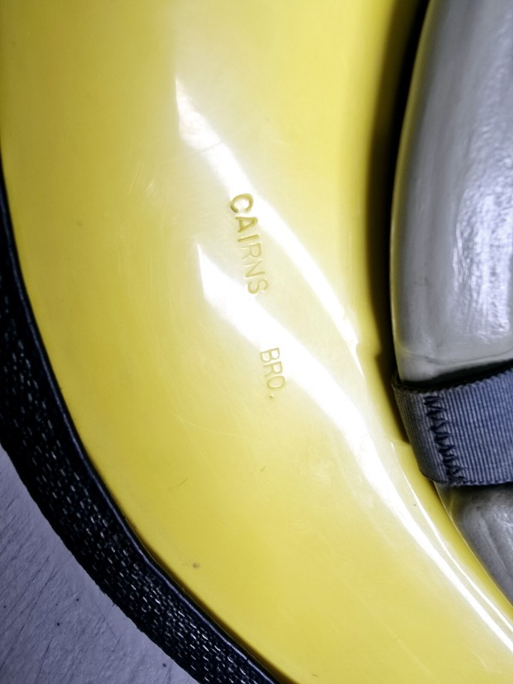 Vintage 1980s Cairns Firefighter Helmet Yellow Apple Valley Historical