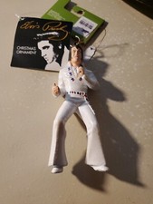 NEW KURT ADLER ELVIS PRESLEY GLITTER ORNAMENT WHITE JUMPSUIT