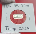 2024 Donald Trump USA Flag - 1 gram .999 Fine Pure SILVER Bullion Proof Bar
