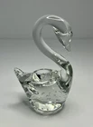 Vintage Hand blown Glass Murano Inspired Clear With Bubbles Swan Paperweight