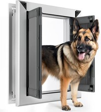 Extra Large Dog Door Aluminum Pet Door Double Panels Automatic Close 16''x21''