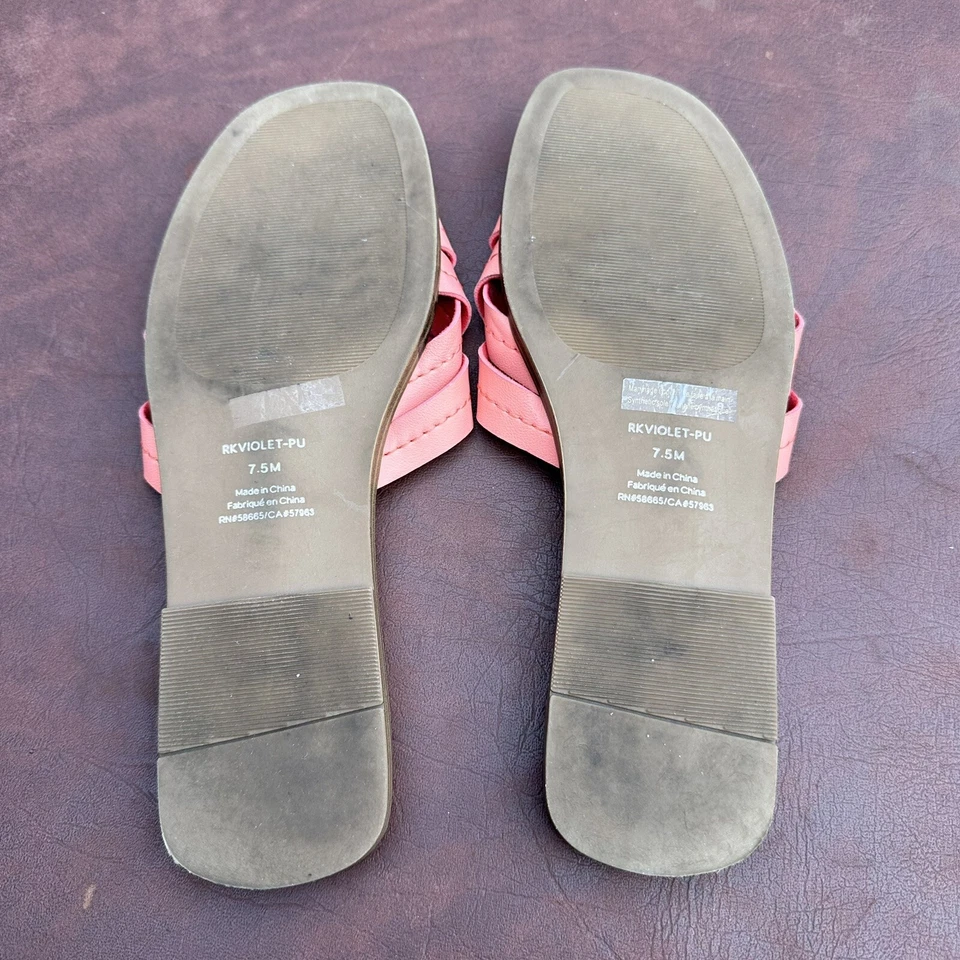 Zapatos Sandalia NORDSTROM RACK Violeta Tejido Correa Deslizable - Rosa Coral - 7.5 EE. UU. Foto 4 de 4