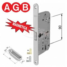 SERRATURA MAGNETICA  POLARIS 2XT PER PORTE AGB DISTANZA 90 FORO CHAVE CROMO SATI