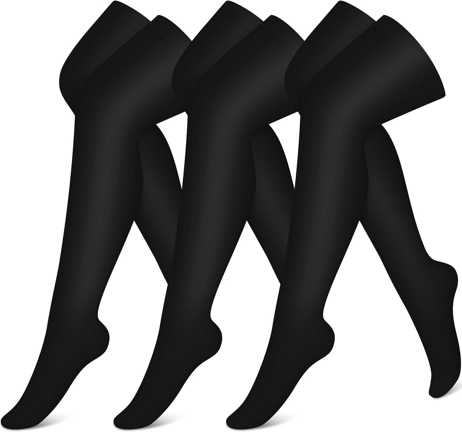 3 Pairs Knee High Compression Socks for Running, Cycling, Athletic