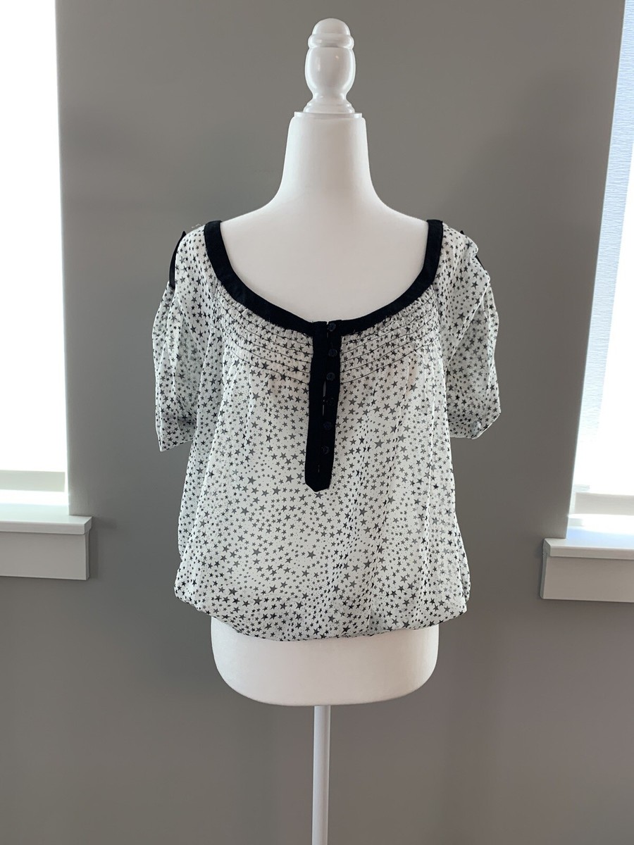 ZARA - ZARA  トップス Zara Stars Chiffon Sheer Top White Black Size S NWOT | eBay