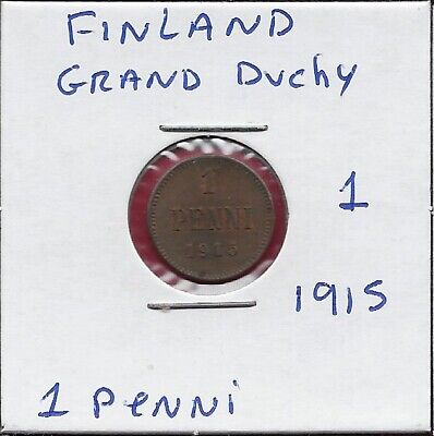 FINLAND GRAND DUCHY 1 PENNI 1916 XF NICHOLAS II,CROWNED MONOGRAM,DENOMINATION AN
