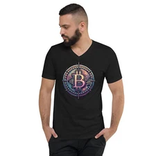 Futuristic Wired Bitcoin BTC Digital Crypto Short Sleeve V-Neck T-Shirt