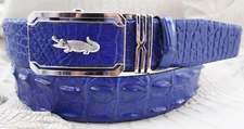 W 1.3 " Light Blue Genuine Crocodile Hornback Belt Skin Leather Men's