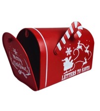 Cassetta Lettere di Babbo Natale Buca Postale Natalizia Metallo Addobbi Rossa