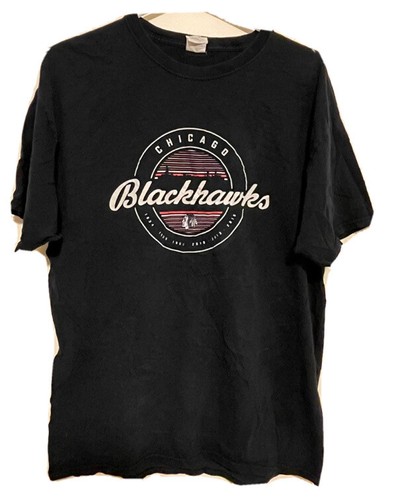 Chicago Blackhawks Shirt Men's Size XL Black Big Logo Adult Casual NHL - Picture 2 of 3