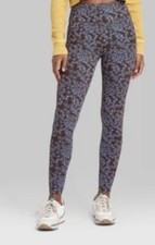 New Wild Fable Women's Brown Floral High Waisted Classic Leggings Size Medium