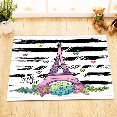 Kitchen Bathroom Bath Door Mat Bathmat Black White Striped Love