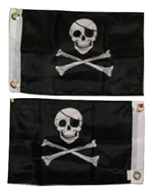 12x18 Pirate Jolly Roger Eye Patch DOUBLE SIDED 2ply Wind Resistant Flag 