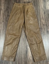 Vintage Pelle Cuir Leather Pants Color Brown Pleated Size 8