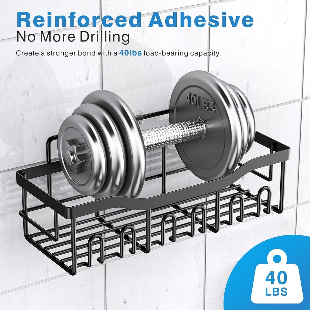 Shower Caddy 5 Pack,Adhesive Organizer for Standard Size, Black
