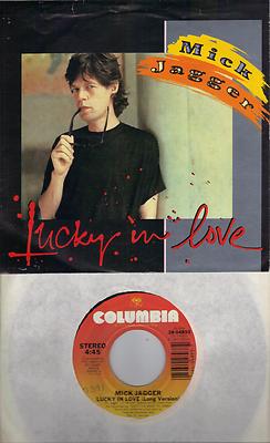 MICK JAGGER  Lucky In Love 45 with PicSleeve  ROLLING STONES 