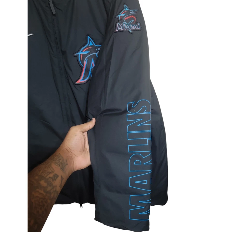 Nike Jacket Mens 2XL Black Marlins Dugout Sportswear Athleisure Baseball Holiday - Image 2 of 4