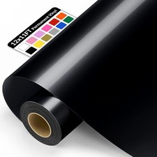 Black Permanent Vinyl 12x11FT Black Adhesive Vinyl Roll for All Glossy Black