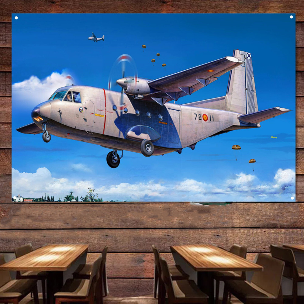 C-212 Aviocar Attack Fighter Wall Art Poster Aviation Art Works Banner & Flag