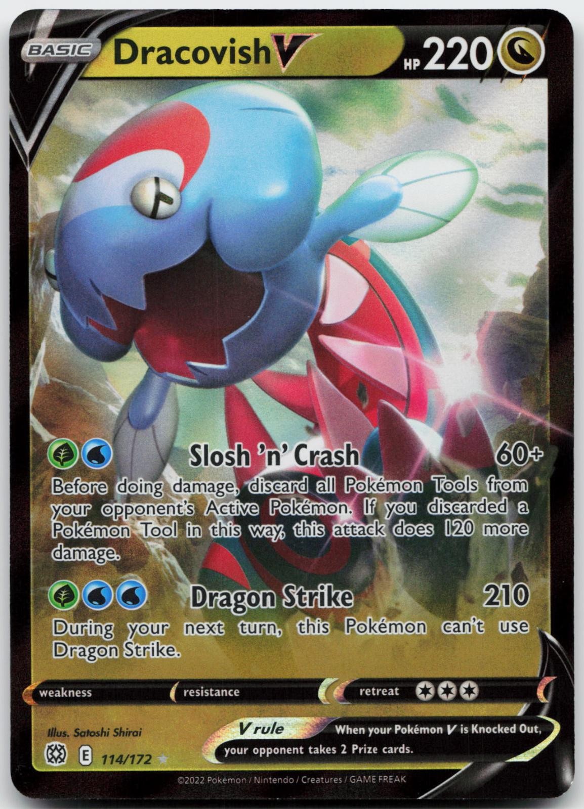 Dracovish V 114/172 Holo V Rare Brilliant Stars Pokemon Near Mint