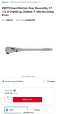 Proto Hand Ratchet Pear Reversible 17 12 In Overall Lg Chrome 4 Min Arc Swing Proto Hand Ratchet Pear Reversible 17 12 In Overall Lg Chrome 4 Min Arc Swing
