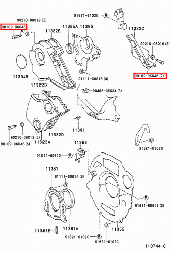 Genuine Picnic CXM10 CLM20 RAV4 CLA21 CLA20 2.0 2.2 Timing Cover Bolt - Picture 6 of 20