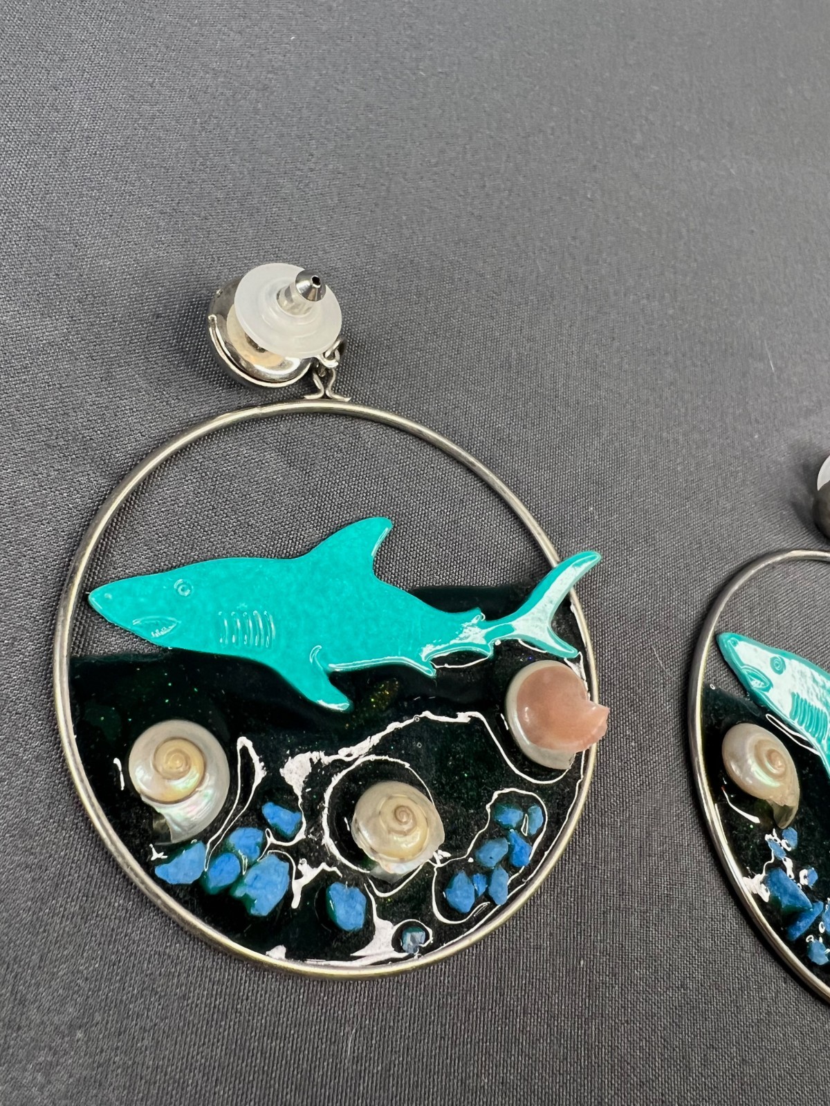 Shark Earrings Round Dangle Unique - image 5
