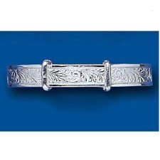 Baby Bangle Solid Sterling Silver Patterned Adjustable Baby Bracelet Christening