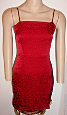 Forever 21 Deep Red Dress Fitted Bodycon Dotted Mini Clubwear Size Small