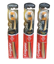 Lot of 3 - COLGATE 360 Degree Charcoal Soft Toothbrush Gold