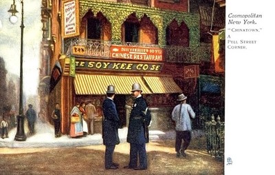 Early 1900s Chinatown Chinese Restaurant New York Pell Street Corner NY Postcard