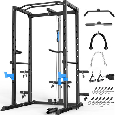 ULTRA FUEGO Power Cage, Multi-Functional Power Rack with J-Hooks, Dip Handles, L
