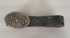 Canvas Double Row Grommet Stylish Belt -Grey With Wear Distressed Woman s