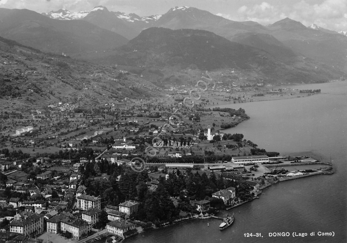 Cartolina Dongo lago di Como panorama dall'alto