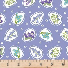 Easter Garden Floral Easter Eggs Lavender 31626L Cotton Fabric Half yd cont cut