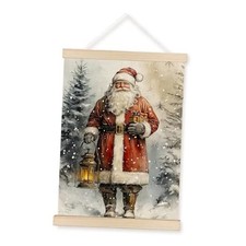 JOQUXI Wall Art Decor, Vintage Christmas Decor, Snowy Christmas Santa Claus