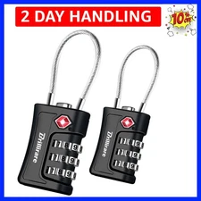 2 Pack TSA Approved Luggage Locks, Combination Travel Cable Padlock, 3-Digit ...