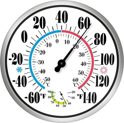 12'' Outdoor Thermometer Large Numbers - Decorative Outdoor Thermometers for Pati