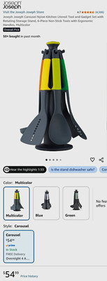 Joseph Joseph Carousel 7-Piece Multicolor Utensil Set w/ Rotating Stand