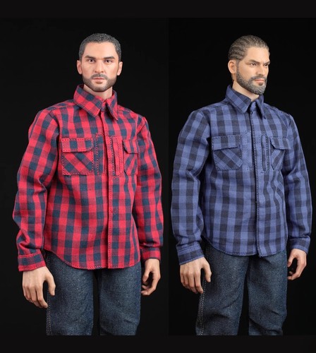 Maßstab 1/6 männlicher Soldat kariertes Freizeithemd Modell für 12" Figur - Bild 1 von 9