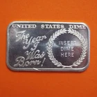 1973 THE YEAR I WAS BORN 1 Oz. Silver Art Bar - Dime Insert - Crabtree Mint