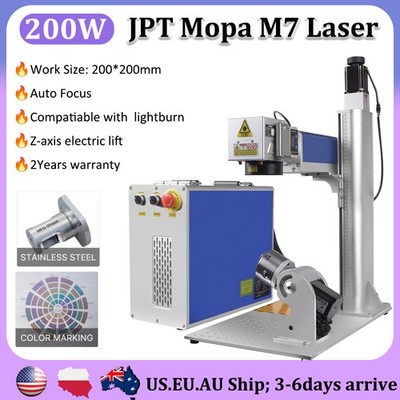 200W JPT M7 Mopa Fiber Laser Engraver Machine Auto Focus Compatible Lightburn US