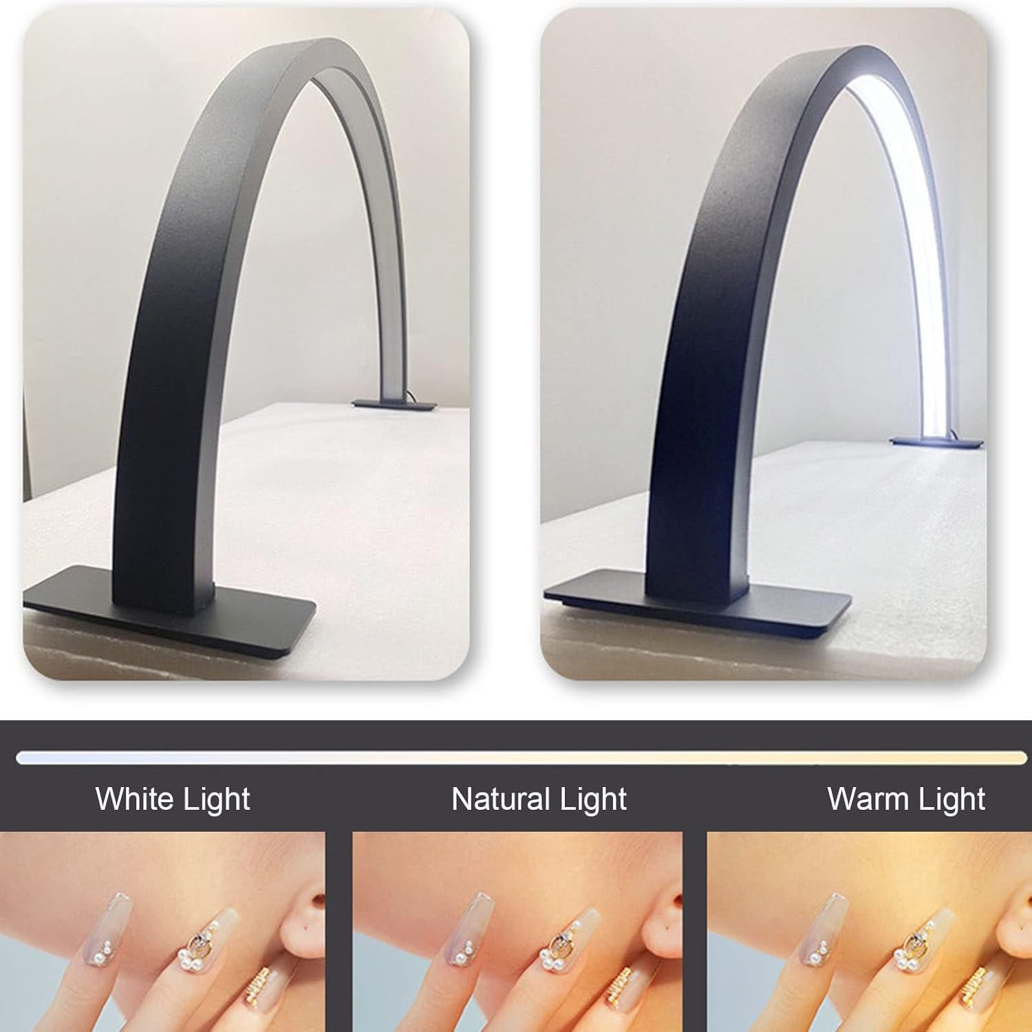 Lampada Da Terra a Mezzaluna Led,Lampada Di Bellezza Mezzaluna Dimmerabile Conti foto 2