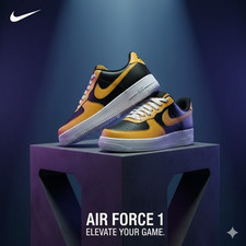 Nike By You Air Force 1 Low Retro Negro Amarillo Blanco Zapatos HF0659-900 Hombres Talla 9