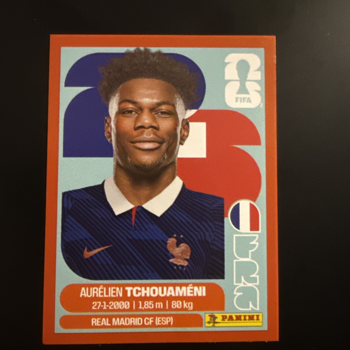 2026 Panini Red Parallel Aurelien Tchouameni World Cup Sticker FRA 