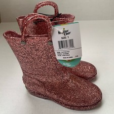 NEW Western Chief Pink Glitter Rain Boots size 1 little kid