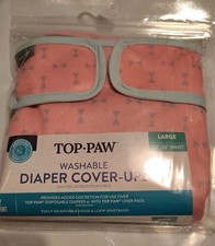 Top Paw Dog Diaper Cover-Ups 2 Pk Washable Adjustable Large Pink 20"-26" Waist