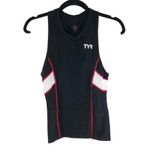 TYR Mens Carbon Tank Top Triathlon Moisture Wicking UPF 50 Black Red XS