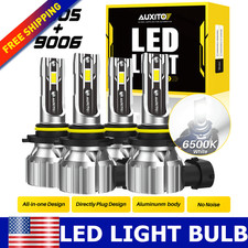9005 9006 LED Headlights Kit Combo Bulbs 6500K High Low Beam Super White Bright