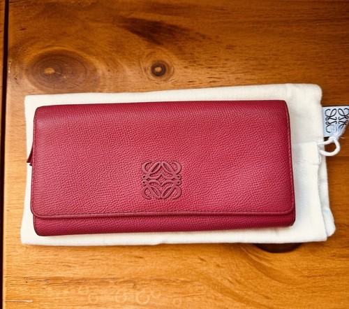 LOEWE Bi-fold Long Wallet Dark Pink 7.5” X 4” X 1” With Bust Bag Pre-owned - Picture 7 of 18